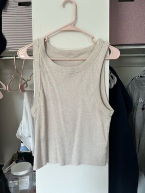 aerie Beige Ribbed Scoop Neck Tank